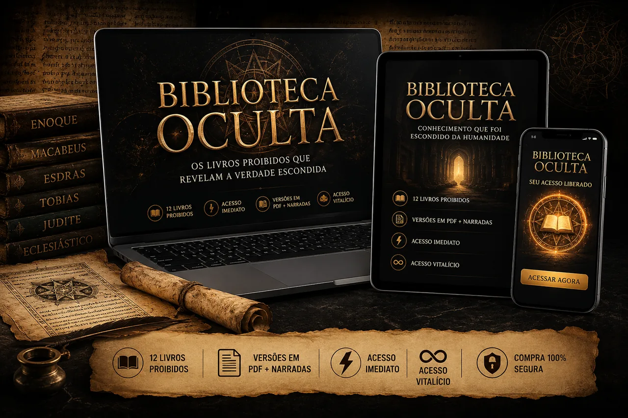 Biblioteca Oculta — mockup nos dispositivos